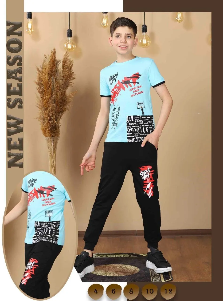 بيجامة صبياني قطن 