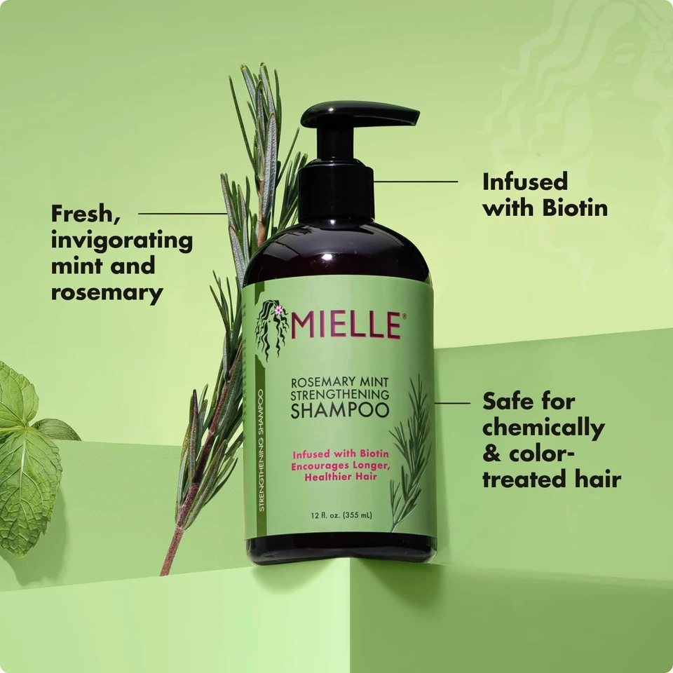 Mielle Organics Rosemary Mint Strengthening Shampoo Infused with Biotin, Cleanses and Helps Strengthen Weak and Brittle Hair 355ML
