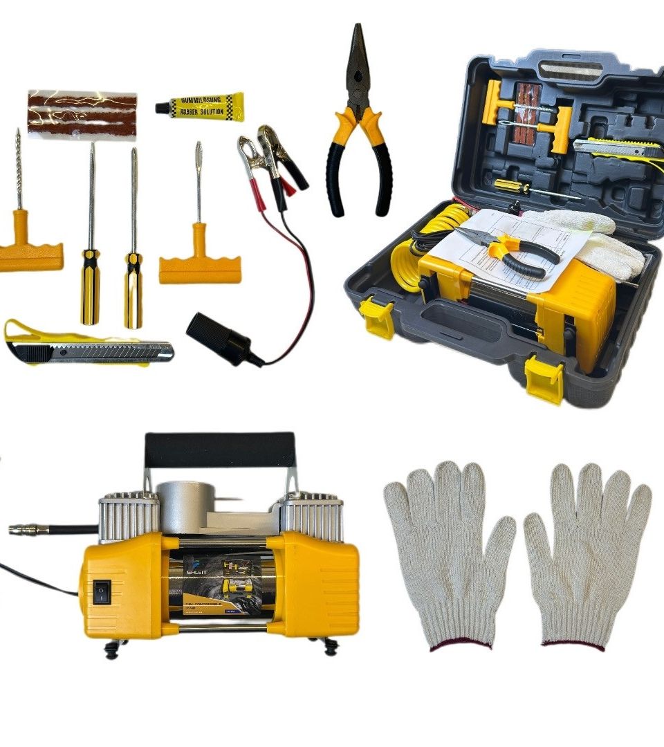 عدة تصليح اطارات و منفاخ هواء