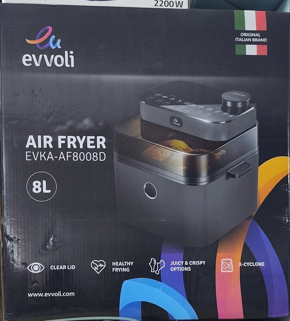 8-liter air fryer, Evvoli brand