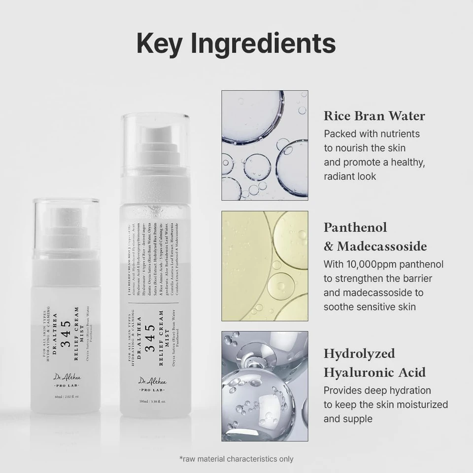 Dr.Althea 345 Relief Cream Mist | Hydrating Facial Mist with Rice Extract | Soothing Care for Sensitive Skin | Vegan Korean Skincare (100ml)