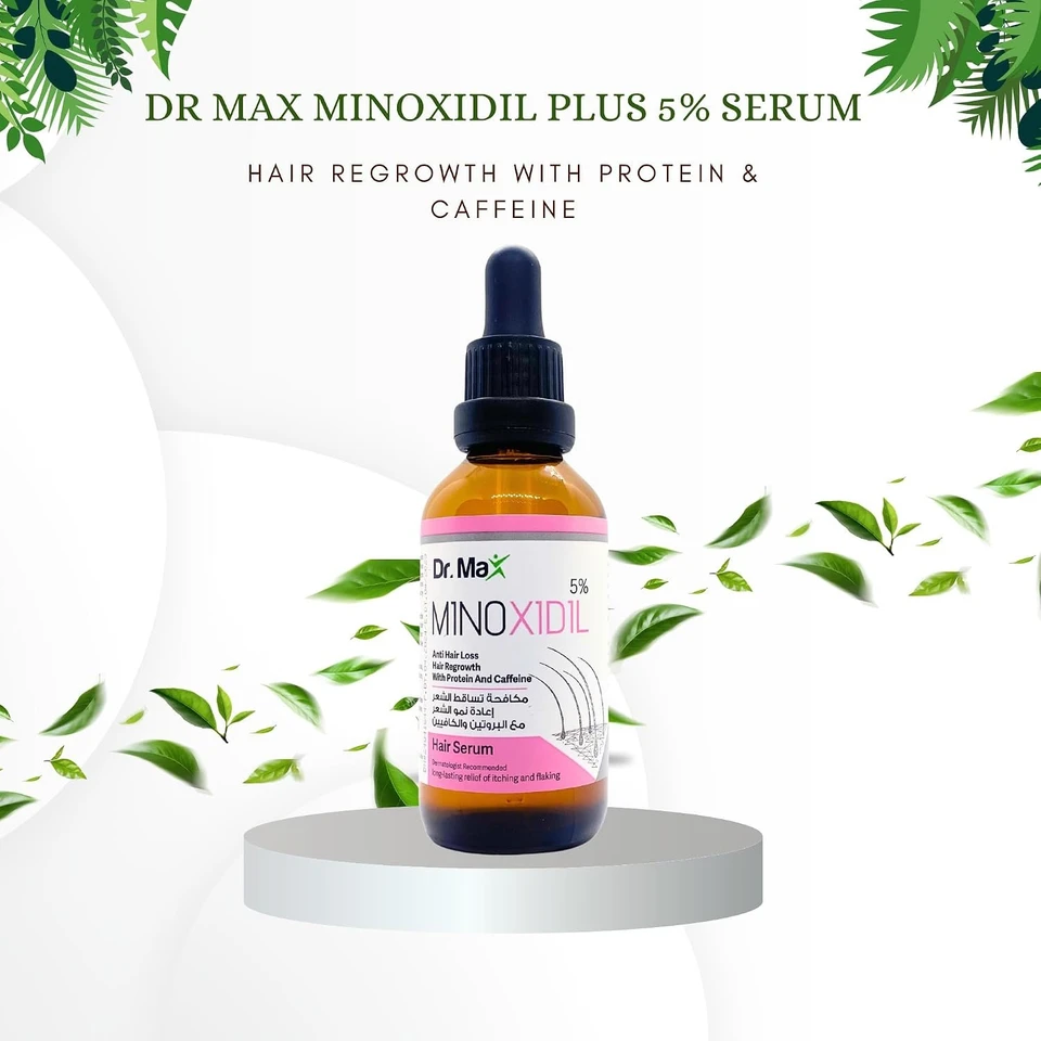 Dr Max Minoxidil 5% Anti Hair Loss Serum, Hair Regrowth With Protein Caffeine Long Lasting Relife of Itching And Flaking
