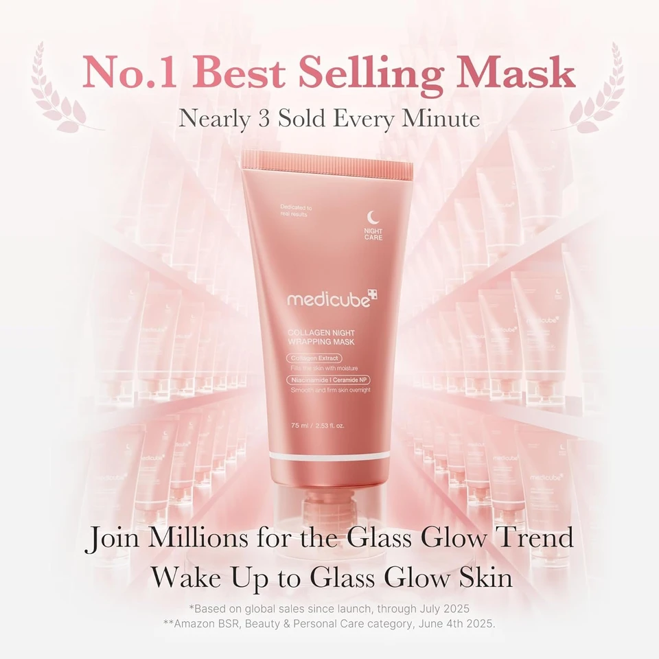 medicube Collagen Wrapping Mask | Overnight Peel Off Facial Mask | Elasticity & Hydration Care, Firmer & Radiant Skin | Hydrolyzed Collagen For Glowing Skin 