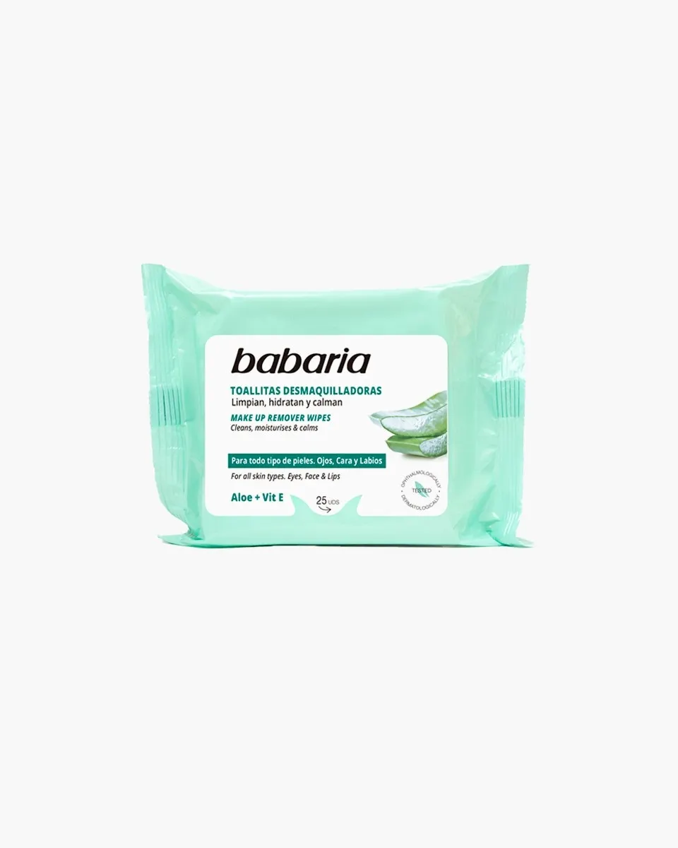 باباريا مناديل منظفة للمكياج بالصبار، 25 قطعة