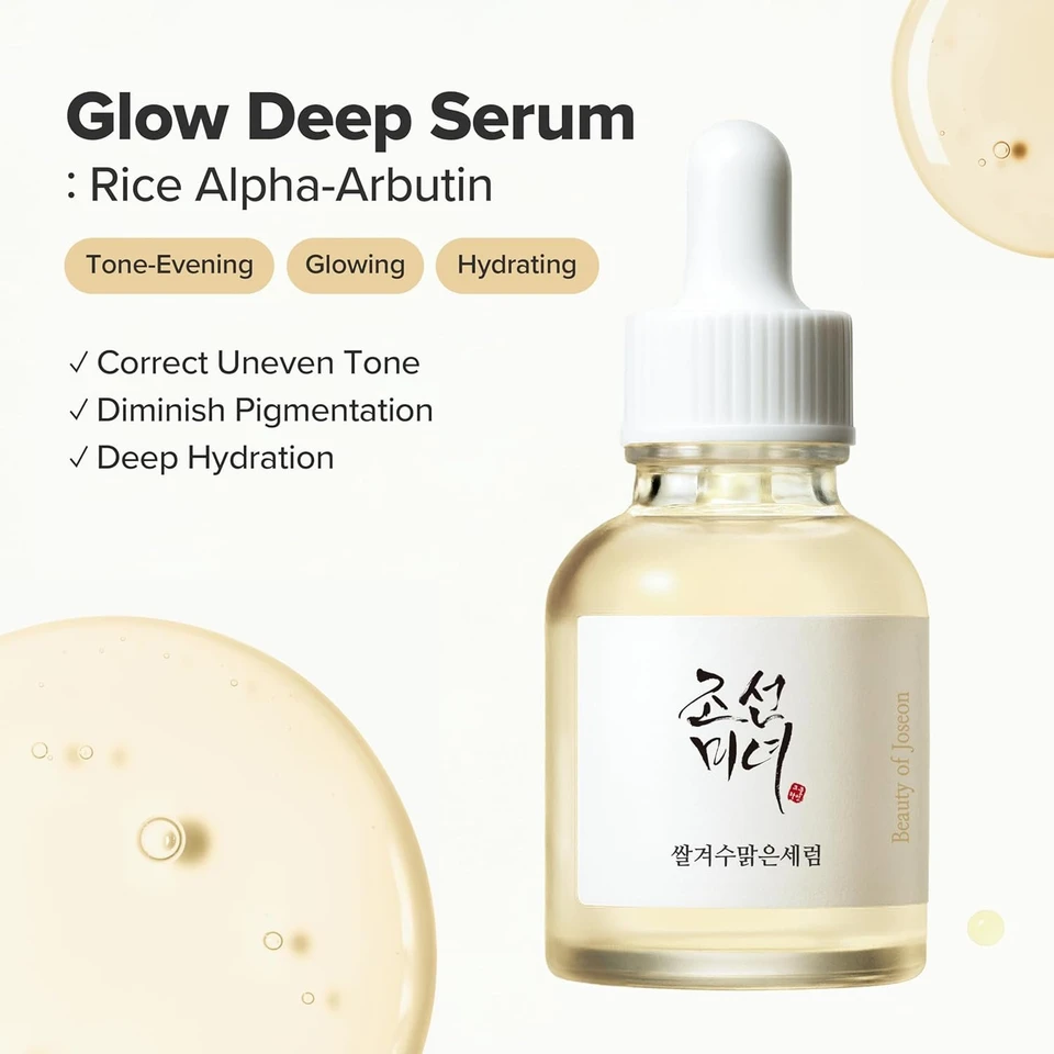 Beauty of Joseon Glow Deep Serum Rice Alpha-Arbutin Face Serum for Dark Spot Discoloration Correction for Uneven Dull Skin Tone Daily Korean Skin Care for Men and Women 30ml