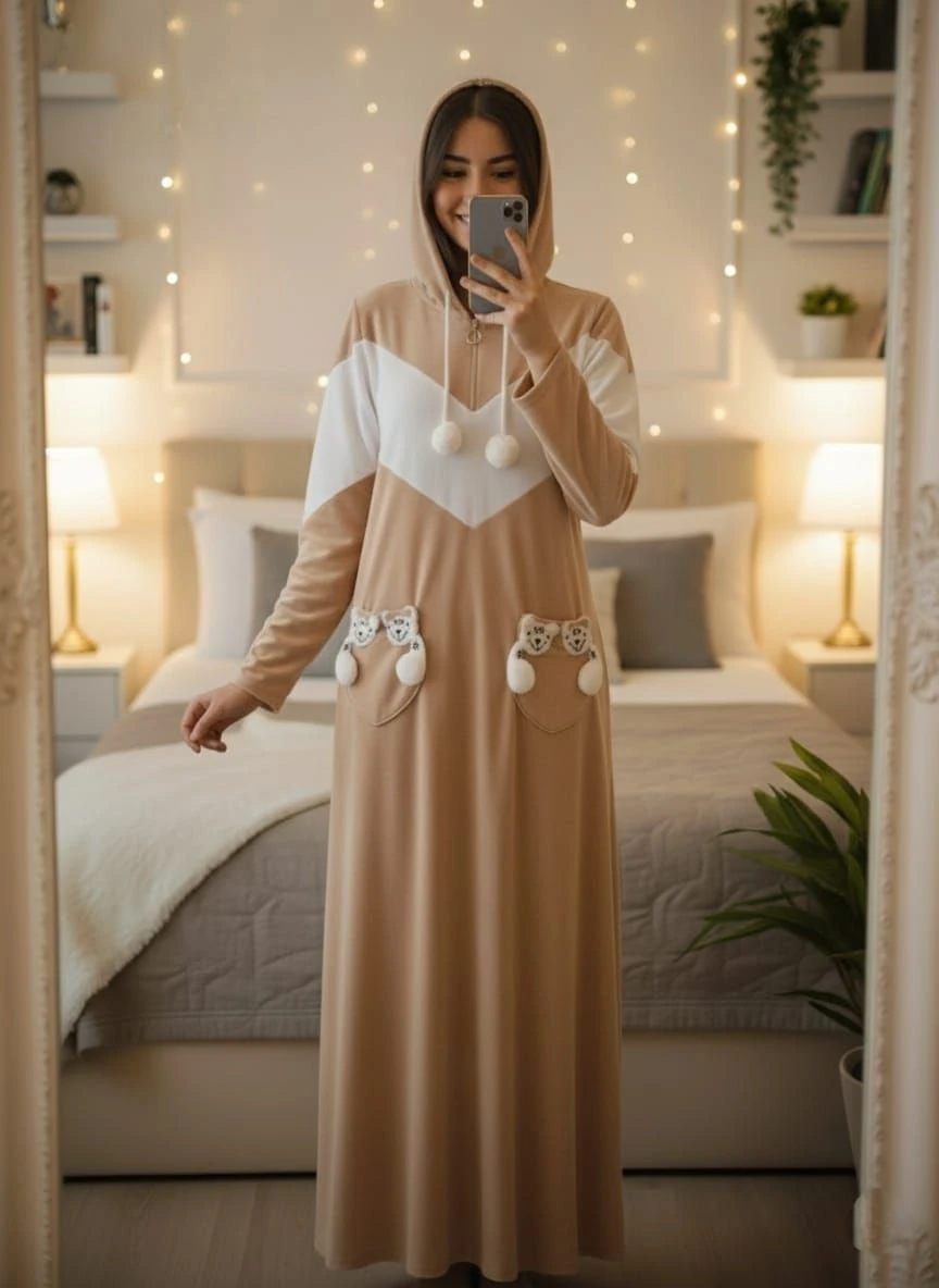 گلابية فستان مخمل سوفت