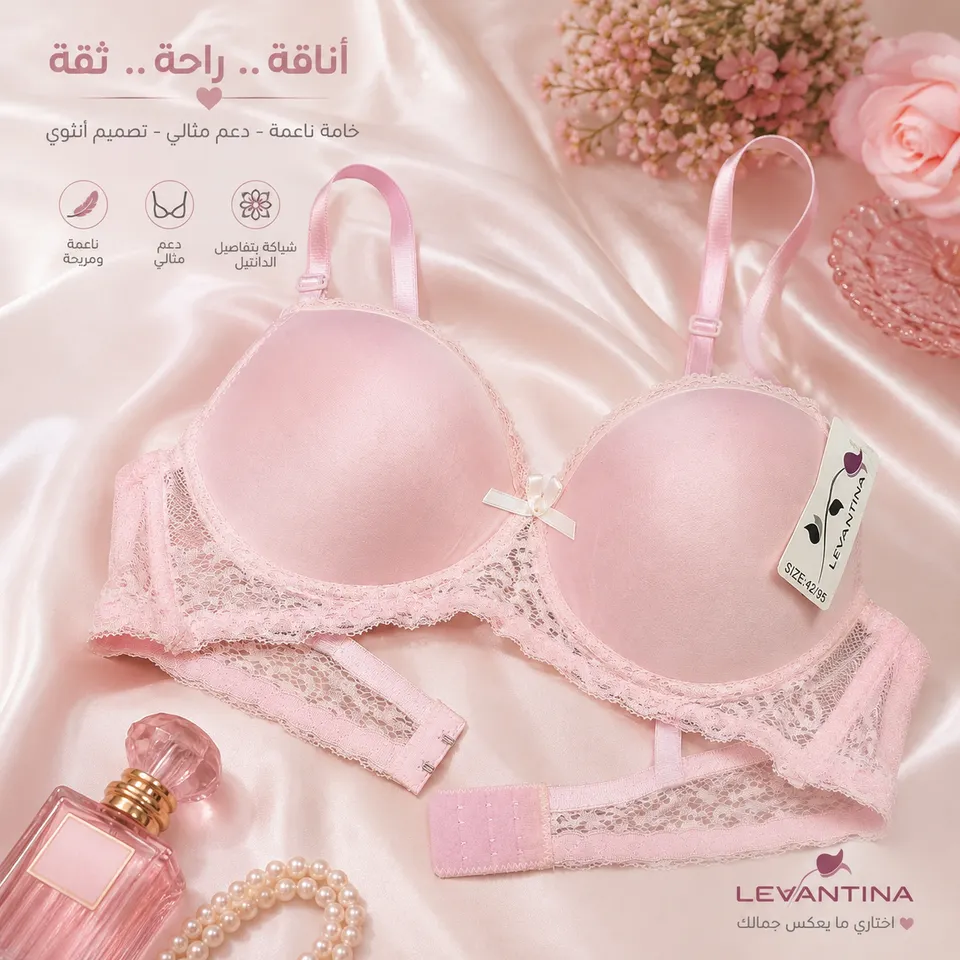 حمالة صدر دبل حشوة بدانتيل أنثوي 🎀