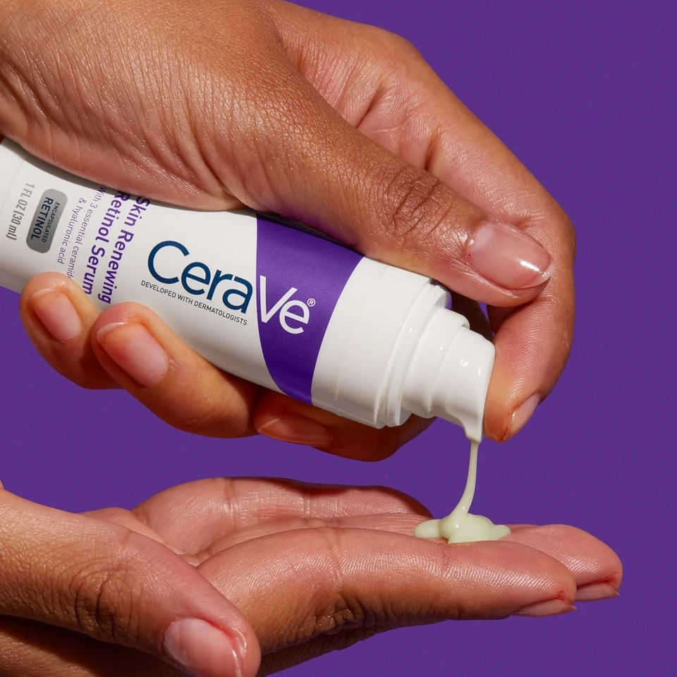 CeraVe Anti Aging Retinol Serum 1 Ounce Cream Serum for Smoothing Fine Lines and Skin Brightening Fragrance Free 30ml