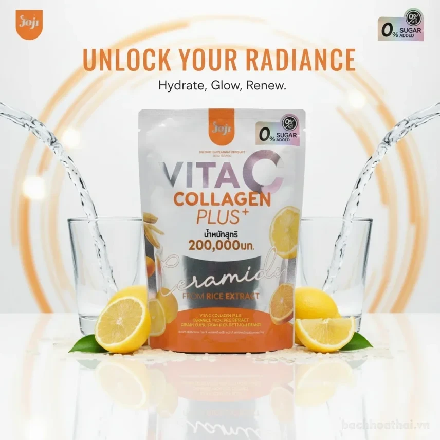 Joji Vita C Collagen Plus+ with Ceramide – 200,000mg Supplement Drink | Rice Extract + Vitamin C + No Added Sugar