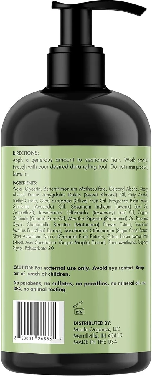 Mielle Organics Rosemary Mint Strengthening Leave-In Conditioner, Supports Hair Strength, Smooth Conditioner for Dry and Crinkled Hair, Weightless Hair Treatment 355ml
