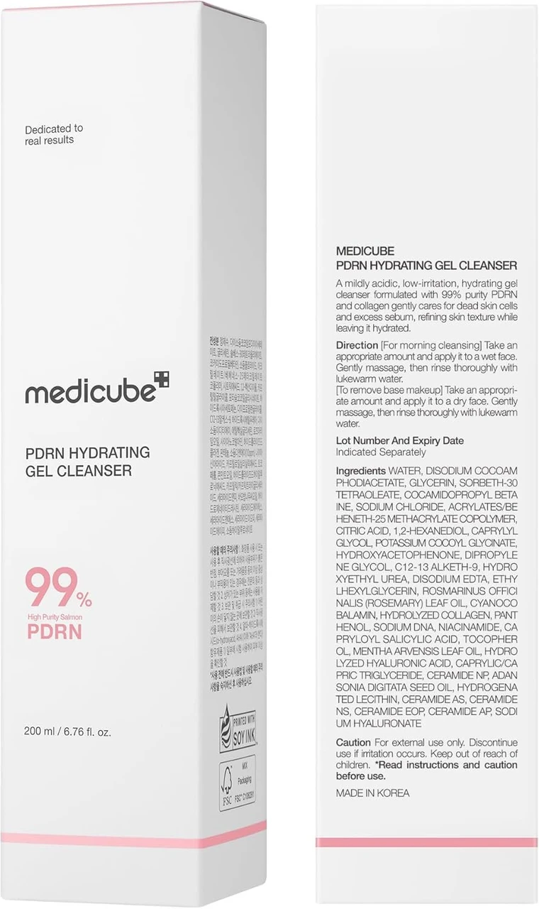 medicube PDRN Jelly to Foam Cleanser | Low pH Hydrating Daily Face Wash for All Skin Types | With PDRN, Collagen & LHA | Gentle Pore Care & Radiant, Balanced-Looking Skin 200ml