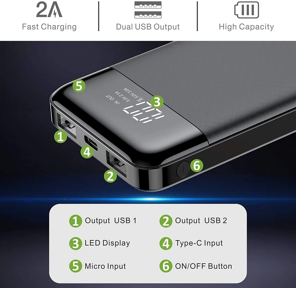 Veger 10000 mAh Power Bank with Display