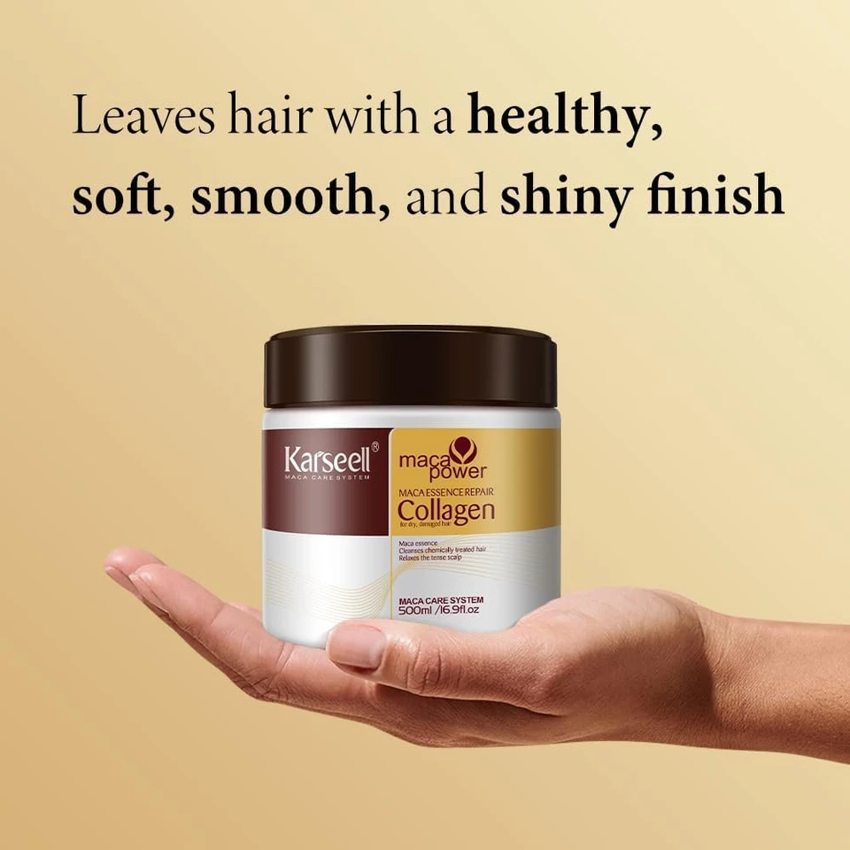 Karseell Hair Mask Deep Repair Treatment for Smooth, Soft Hair 500ml | With Collagen and Argan Oil, Helps Hydrate Hair, Control Frizz, and Leave Hair Soft & Shiny for Dry Damaged Hair