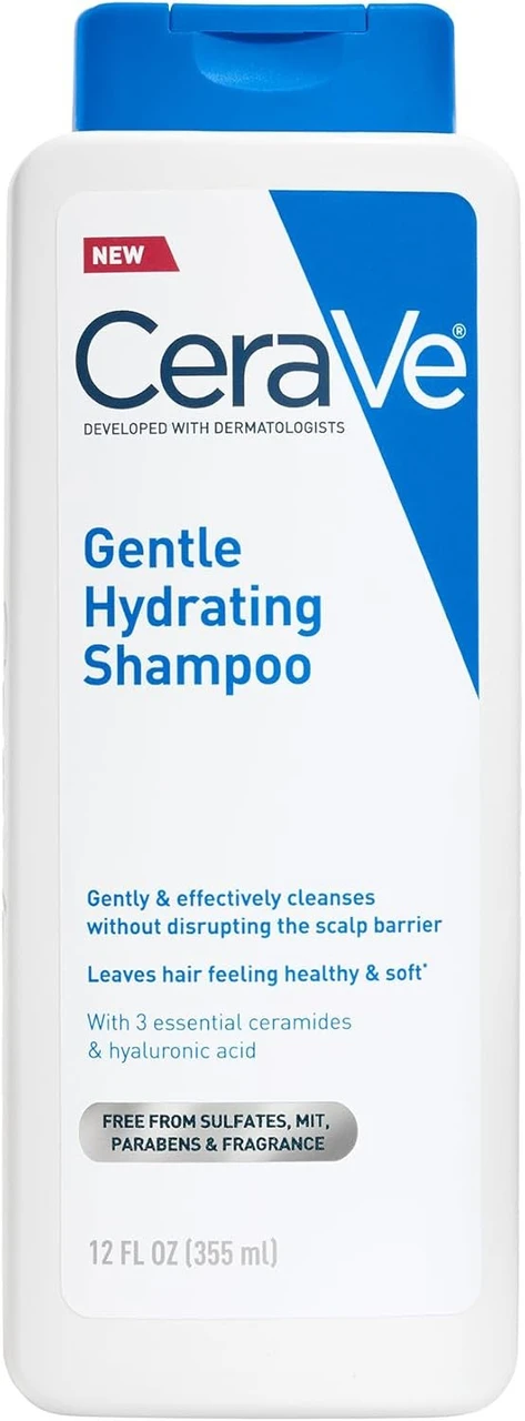 CeraVe Gentle Hydrating Shampoo, With Ceramides, Niacinamide & Hyaluronic Acid For Soft, Healthy Looking Hair & Scalp, Sulfate Free & Color Safe Shampoo, For All Hair Types 355ml