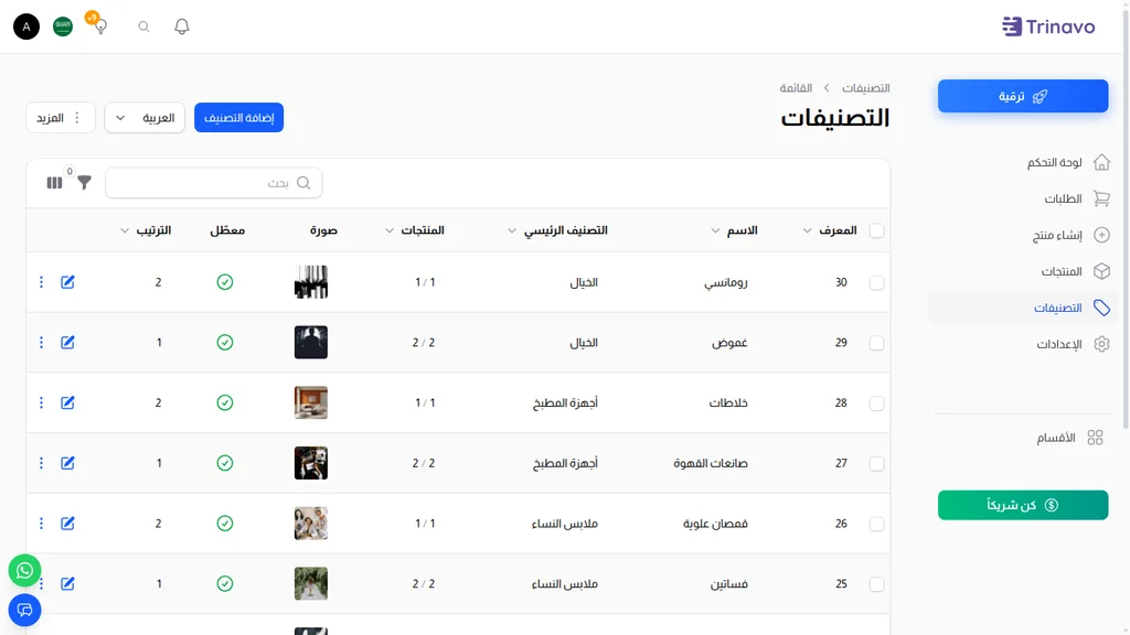 قائمة التصنيفات