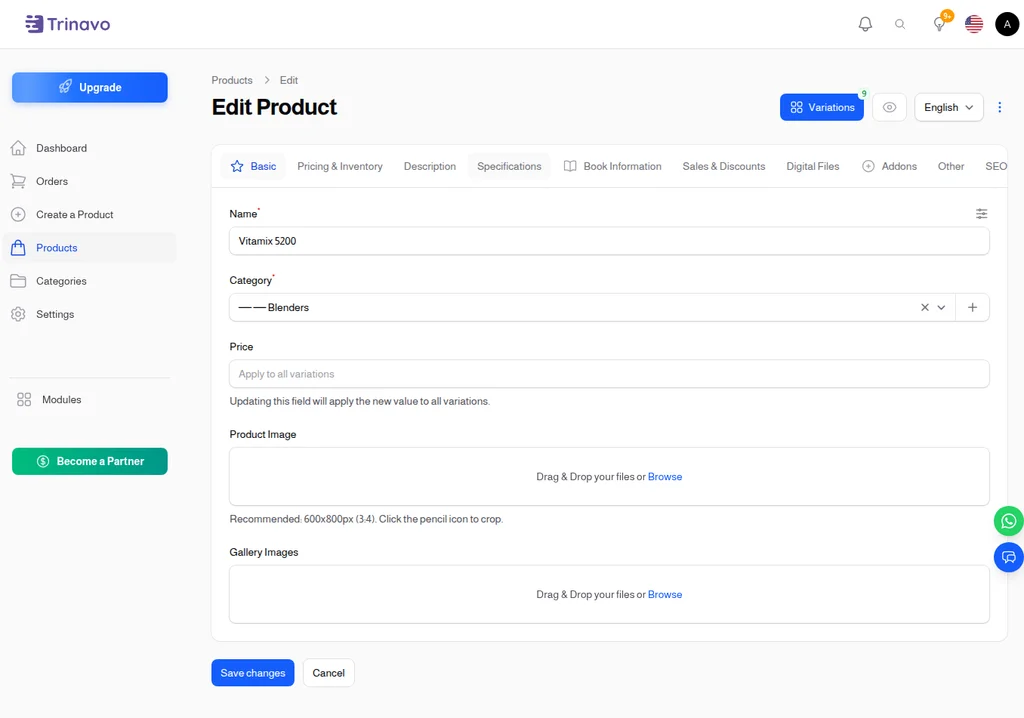 Create Product - Basic Information