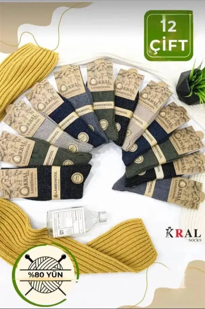 🐑 جوارب من صوف الحمل الشتوية🧣12 قطعة 📦