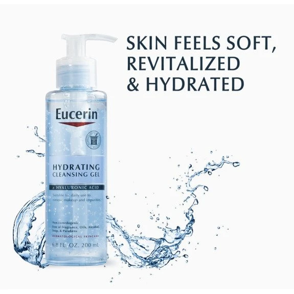 Eucerin, Face, Hydrating Cleansing Gel + Hyaluronic Acid, Fragrance Free 200 ml 