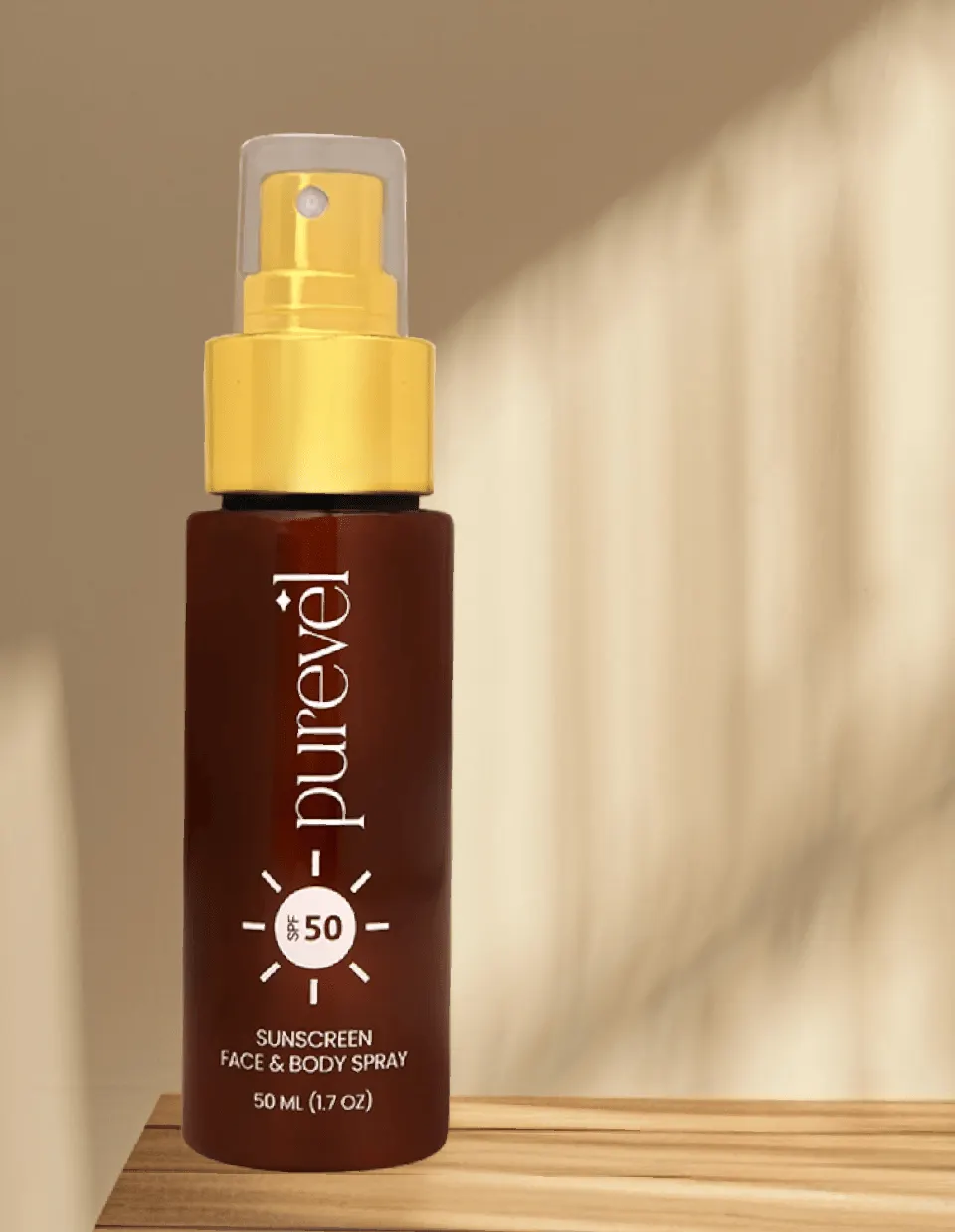 سپرای دژەخۆر بۆ دەم و جەستە بە SPF 50 لە کۆمپانیای Purevel