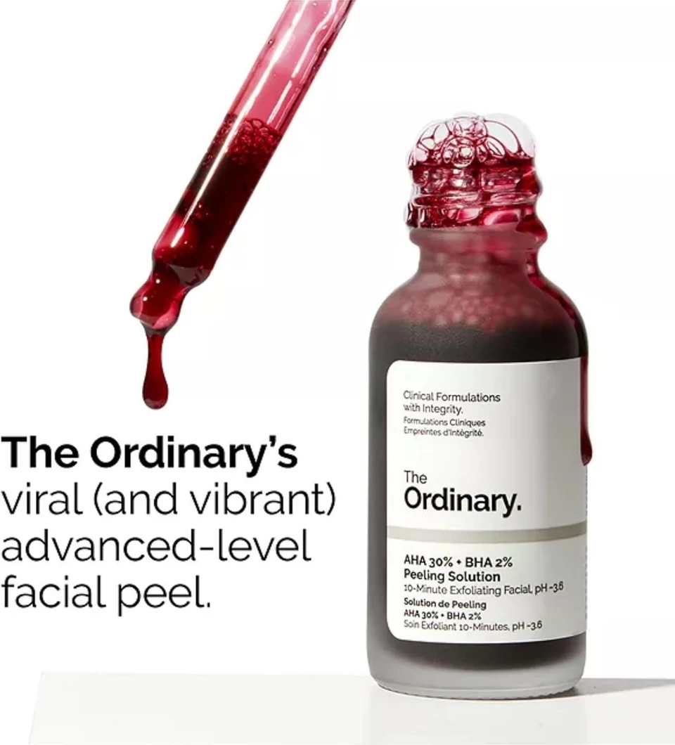 The Ordinary AHA 30% + BHA 2% Peeling Solution, Advanced Exfoliating Peel for Brighter Skin