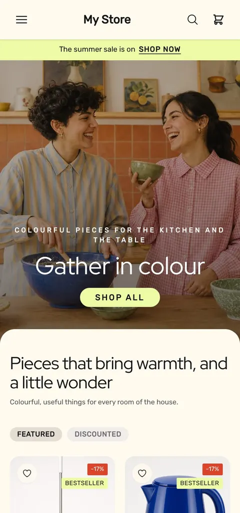 The Lamma theme's home page on a phone
