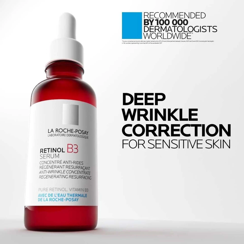 La Roche-Posay Retinol B3 Face Serum with Vitamin B3; Anti-Aging Face Serum for Lines, Wrinkles & Premature Sun Damage to Regenerate & Resurface Skin 30ML | Anti-aging retinol serum for face. 