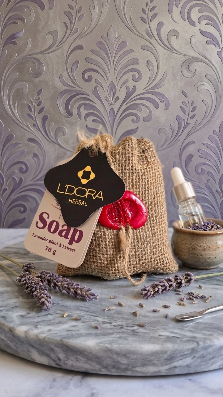 صابون طبيعي بخلاصة اللافندر و نباته من ليدورا - L'DORA Soap Lavender plant & extract