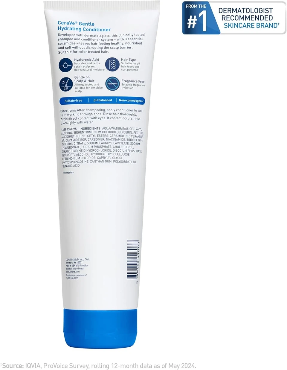 CeraVe Gentle Hydrating Conditioner, Hair Conditioner With Ceramides, Niacinamide & Hyaluronic Acid, Sulfate Free & Color Safe Conditioner, Moisturizing Conditioner For All Hair & Scalp Types 355ml