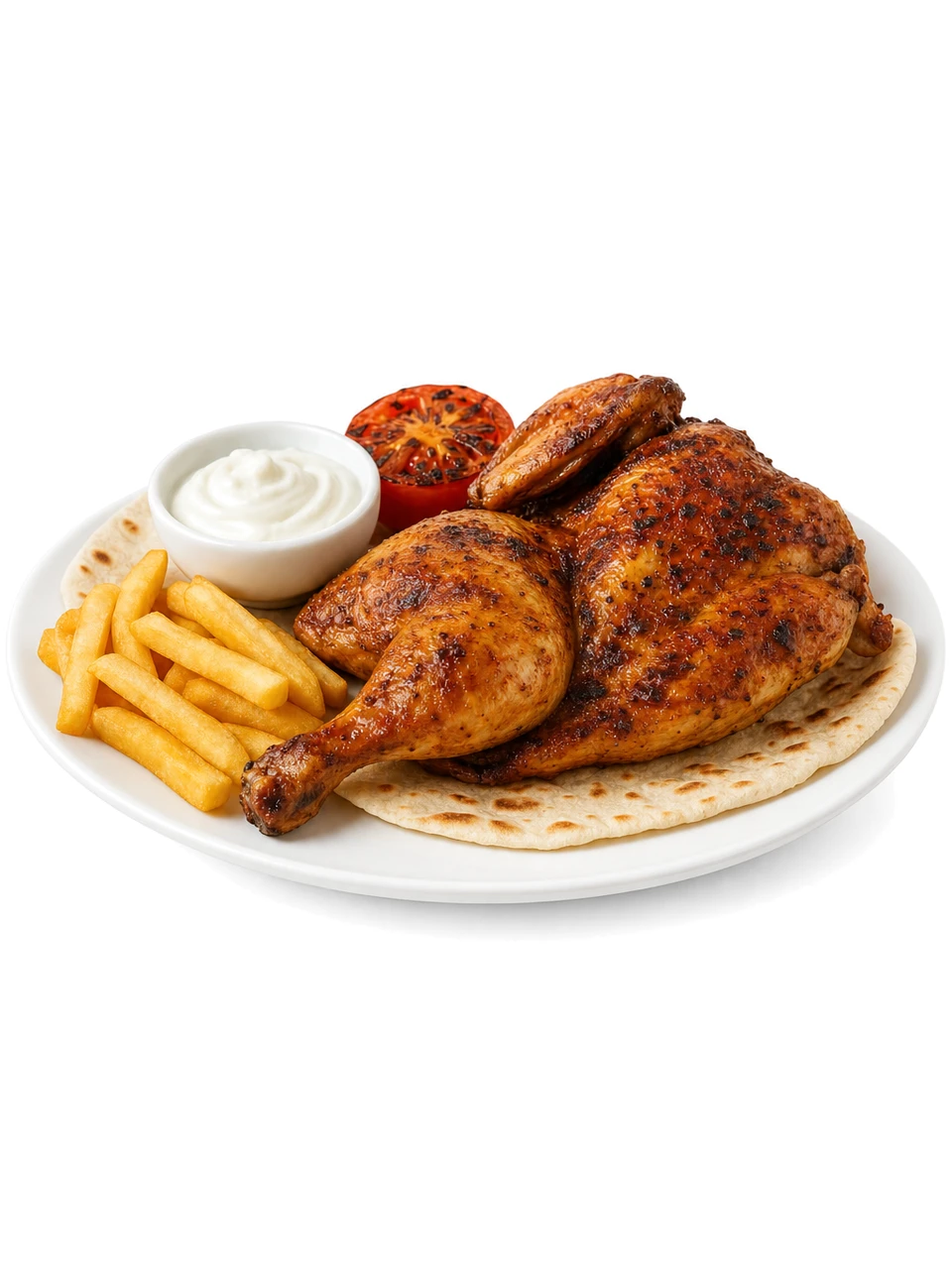 نصف دجاجة مشوية