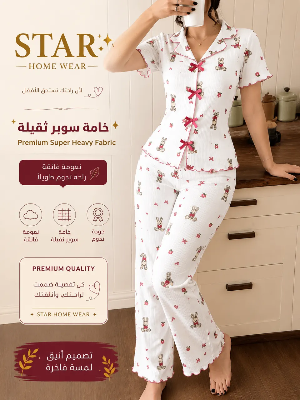 بيجامة نص كم ستار