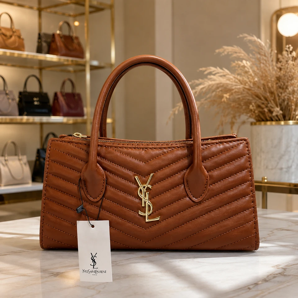 👜 شنطة يد نسائية مبطنة فخمة بمقبض مزدوج ✨