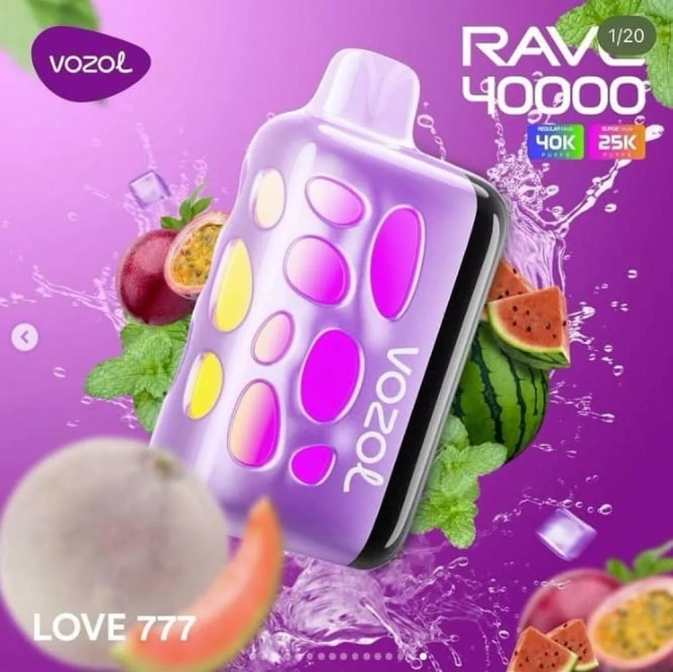سحبه  فوزول ريف 40K سحبة نكهة انكليزي  VOZOL RAVE 40K Puffs  