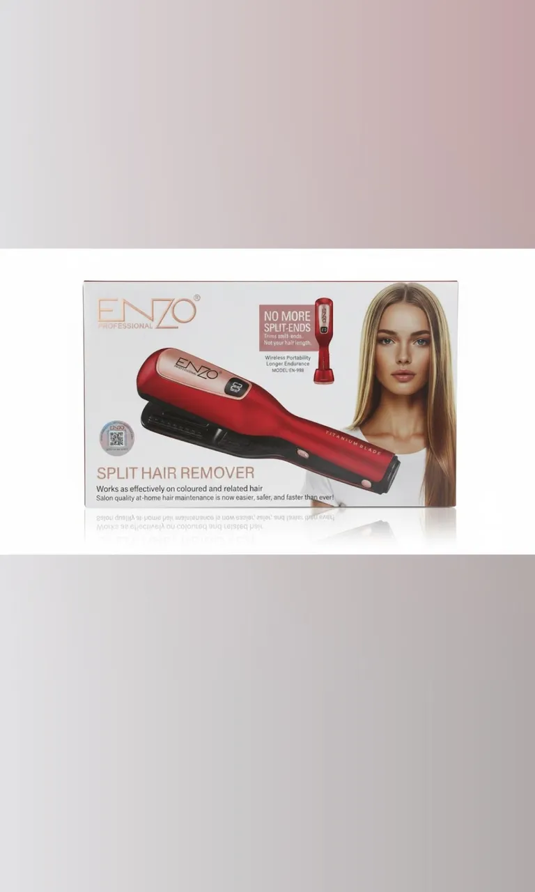 جهاز إزالة تقصف الشعر إنزو بروفيشنال احمر  – EN-998ENZO Professional Split Hair Remover Titanium Blade – EN-998