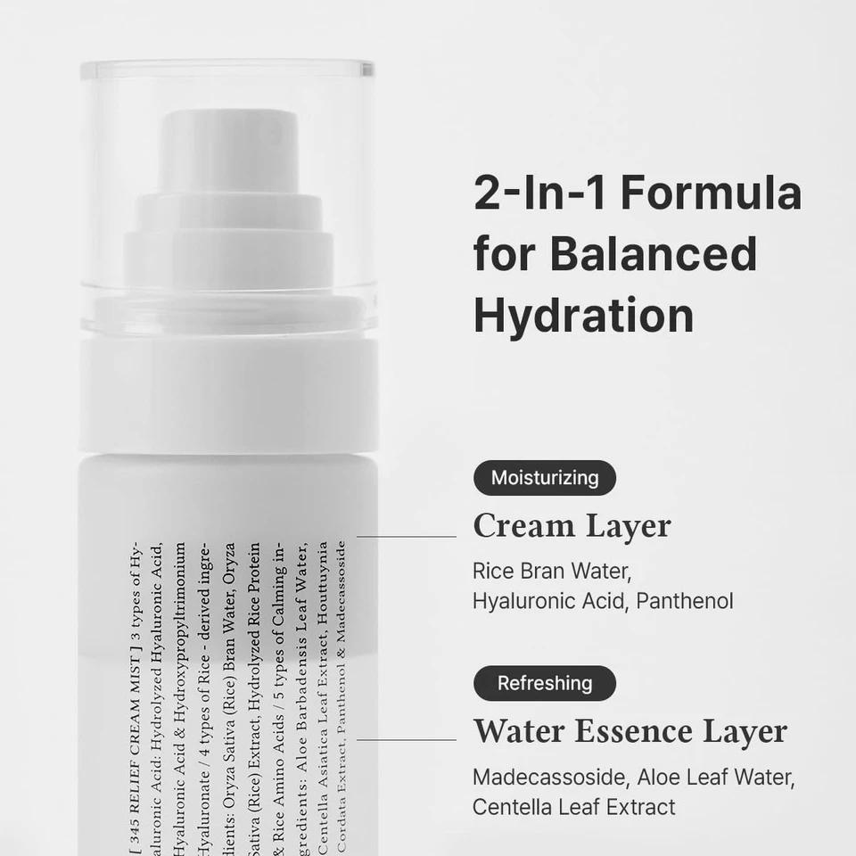 Dr.Althea 345 Relief Cream Mist | Hydrating Facial Mist with Rice Extract | Soothing Care for Sensitive Skin | Vegan Korean Skincare (100ml)