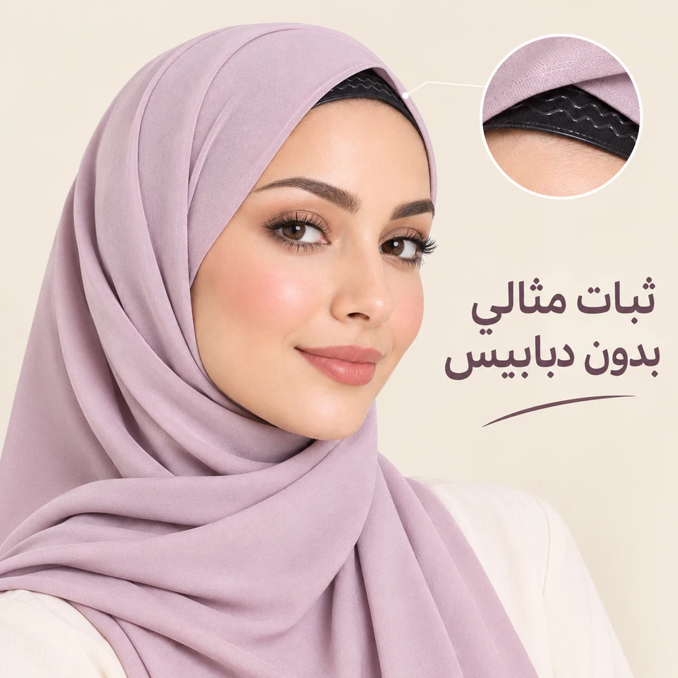طوق ثبات الحجاب السيليكوني | مانع انزلاق الحجاب  Silicone Hijab Anti-Slip Grip Band