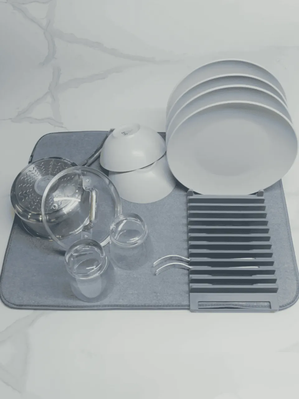 سجادة تجفيف أطباق مع حامل قابل للطي