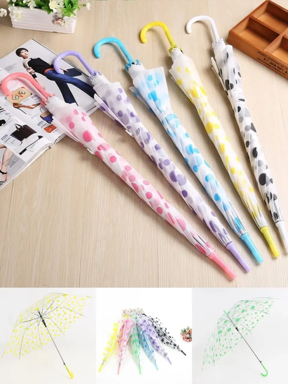 مظلة شفافة بنمط منقط
