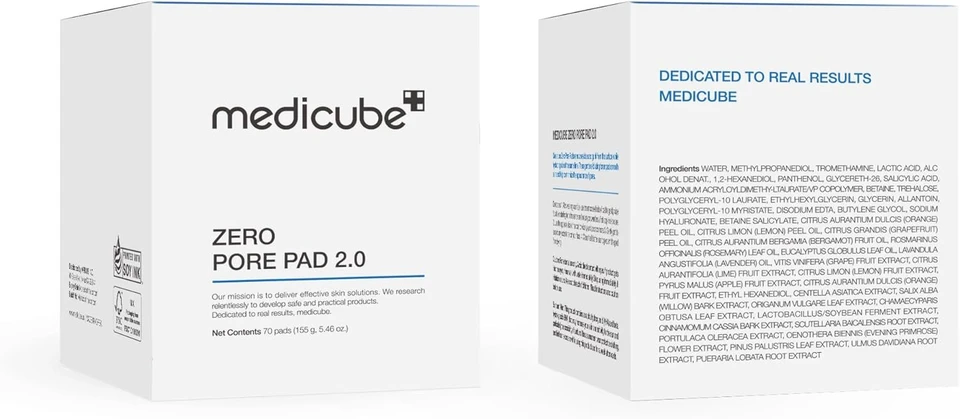 medicube Zero Pore Pads 2.0, Dual-Textured Facial Toner Pads for Exfoliation and Pore Care with 4.5% AHA Lactic Acid & 0.45% BHA Salicylic Acid, Ideal for All Skin