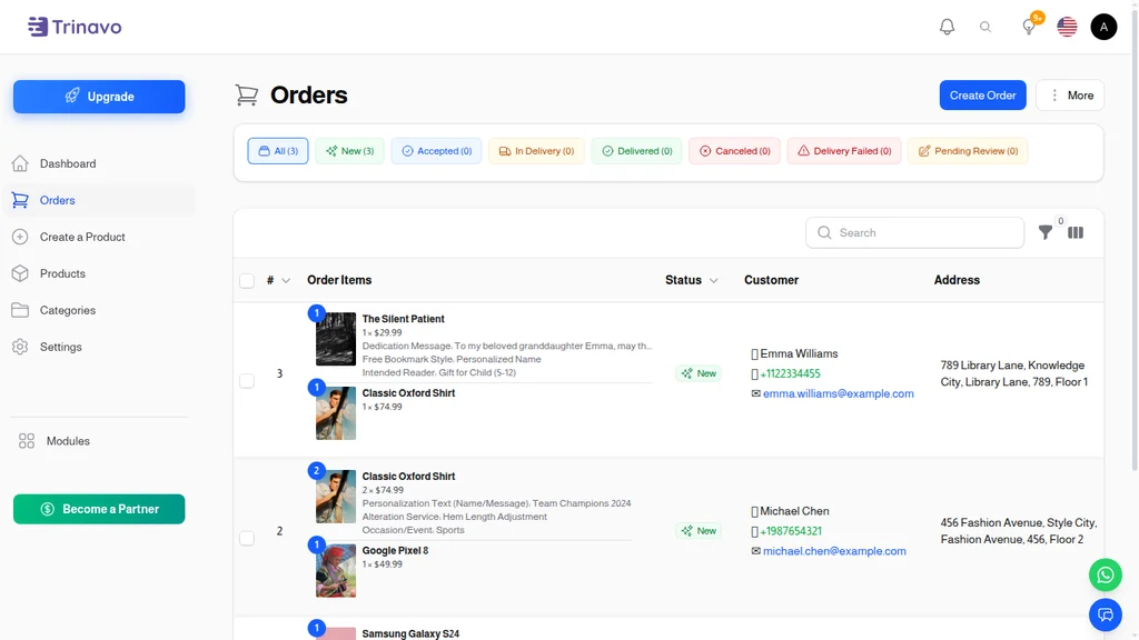 Orders List