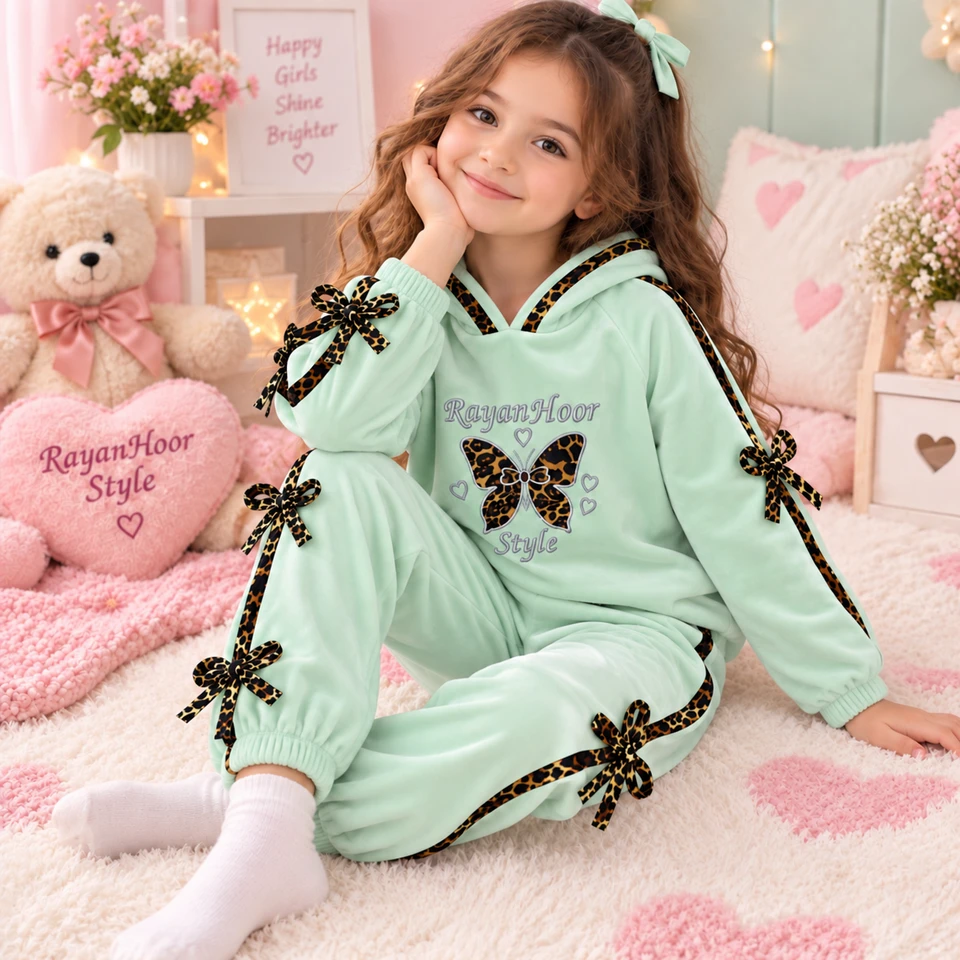 طقم بيجامة مخمل سوفت ملمس فرو ناعم بدفي💖🎀