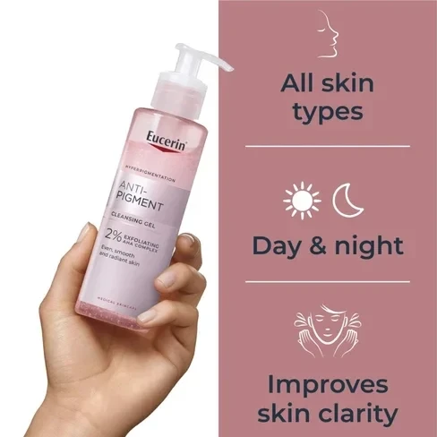 Eucerin  Pigment  Cleansing Gel, with 2% Exfoliating AHA Complex,  for All Skin Types, 200ml
