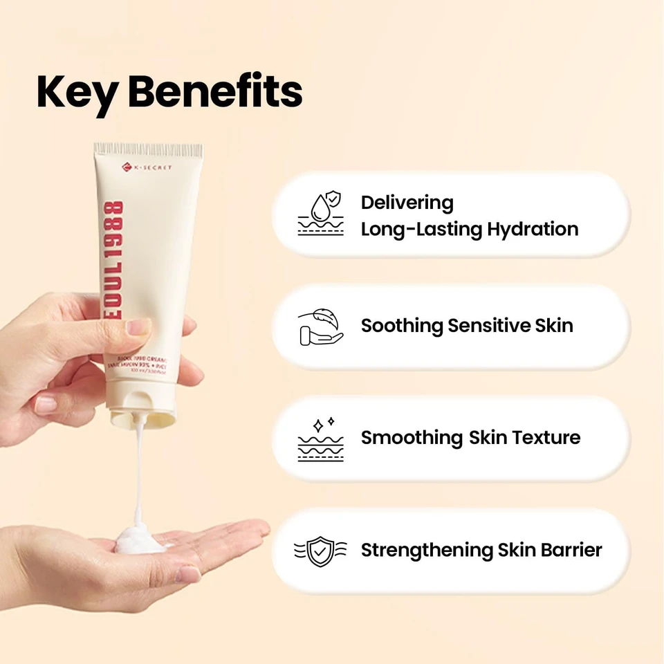 K-SECRET SEOUL 1988 Snail Mucin 93% Cream – Concentrated Yet Lightweight Formula Infused with 93% Snail Mucin | Non-Sticky & Fast-Absorbing Facial Cream