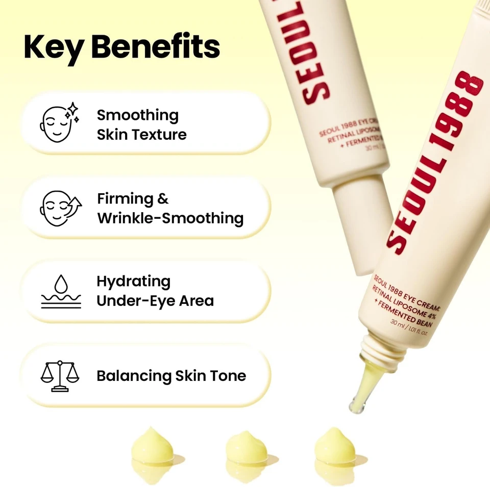 K-SECRET SEOUL 1988 Retinal Eye Cream – Formulated with Advanced Retinal Liposome 4% and Fermented Bean for Dark Circles and Fine Line Care | Korean Skincare, 30ml
