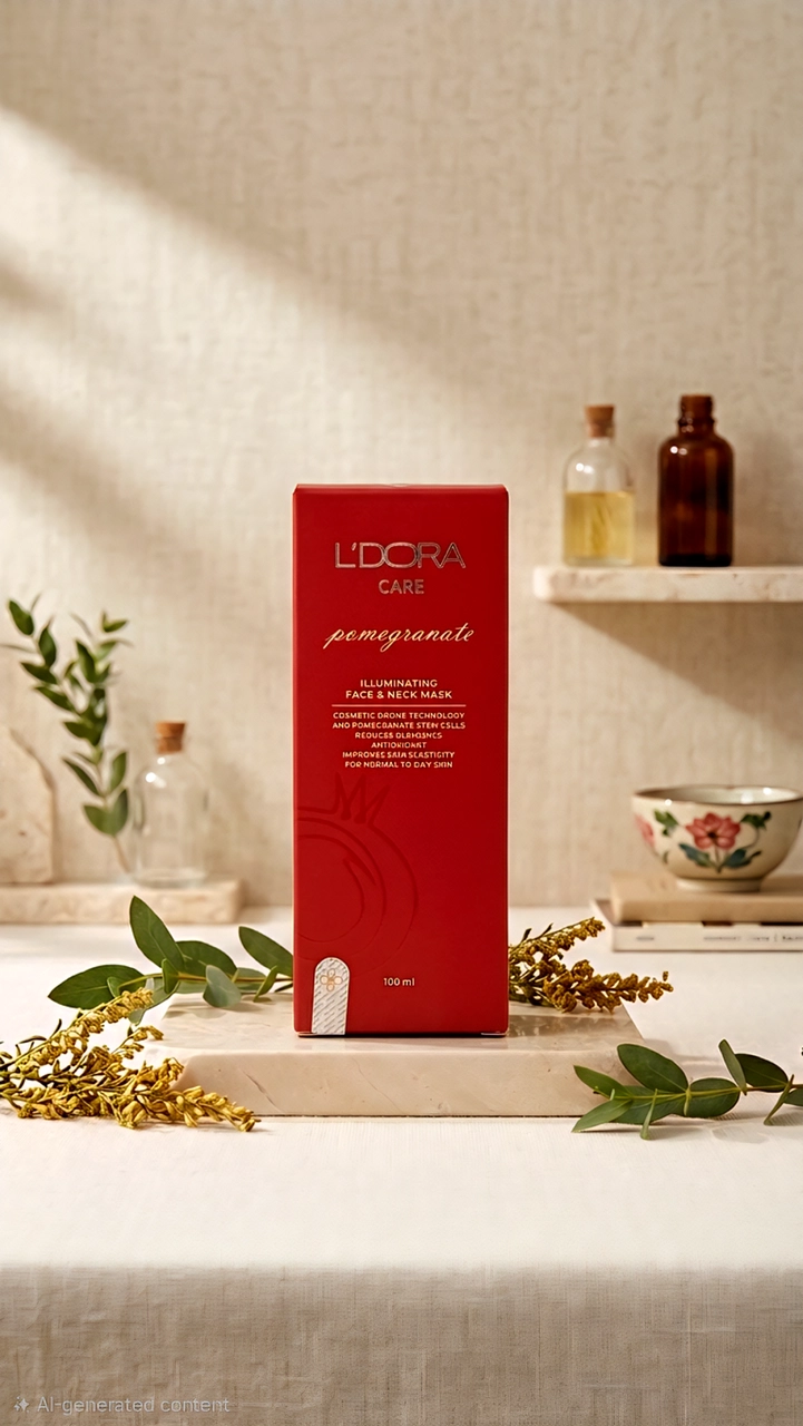 ماسك تفتيح الوجه والرقبة بالرمان- L'DORA Pomegranate illuminating Face & Neck Mask