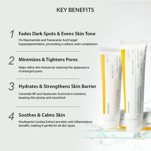 celimax Pore+Dark Spot Brightening Cream | with Niacinamide, Tranexamic Acid, TXA Cream, Pore Minimizer, Non-Irritating, Hydrating, For Sensitive Skin, 35ml
