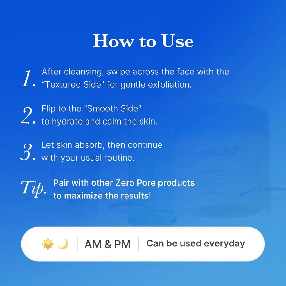 medicube Zero Pore Pads 2.0, Dual-Textured Facial Toner Pads for Exfoliation and Pore Care with 4.5% AHA Lactic Acid & 0.45% BHA Salicylic Acid, Ideal for All Skin