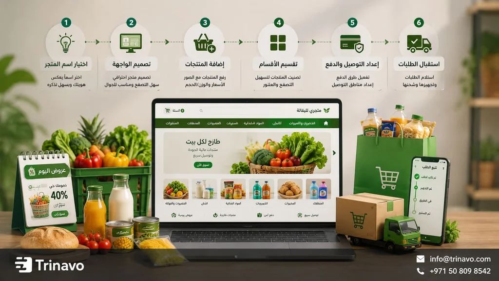 إنشاء متجر بقالة اونلاين عبر ترينافو