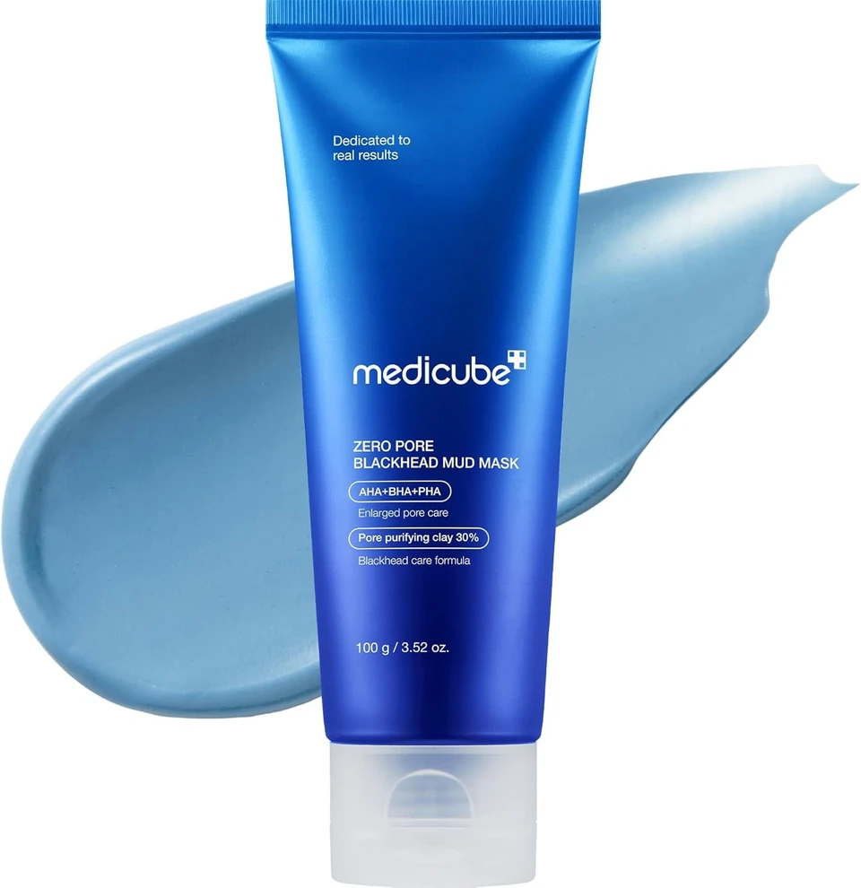 medicube Zero Pore Blackhead Mud Facial Mask - Skin Cooling & Pore Tightening - 3 Minute Quick Dry Formula with AHA, BHA, PHA, and Pore-Purifying Clay