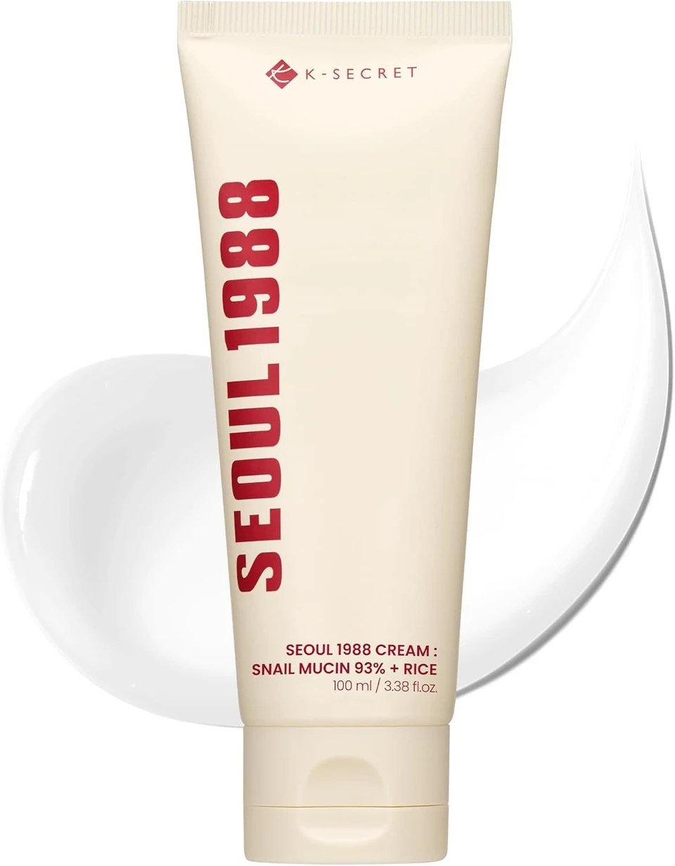 K-SECRET SEOUL 1988 Snail Mucin 93% Cream – Concentrated Yet Lightweight Formula Infused with 93% Snail Mucin | Non-Sticky & Fast-Absorbing Facial Cream