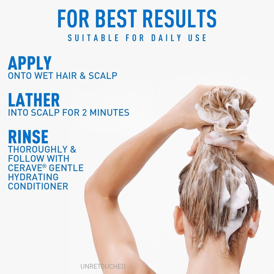 CeraVe Gentle Hydrating Shampoo, With Ceramides, Niacinamide & Hyaluronic Acid For Soft, Healthy Looking Hair & Scalp, Sulfate Free & Color Safe Shampoo, For All Hair Types 355ml